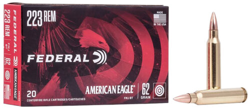 Federal AE223N American Eagle Rifle 223Rem 62gr Full Metal Jacket Boat Tail 20 Per Box/25 Case