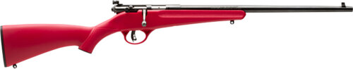 Savage Arms 13795 Rascal  Youth 22 LR 1rd 16.13" Matte Black Sporter Barrel, Matte Black Carbon Steel Receiver, Red Fixed Synthetic Stock, Right Hand