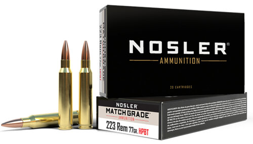 Nosler 60011 Match Grade 223Rem 77gr Custom Competition Hollow Point Boat Tail 20 Per Box/20 Case