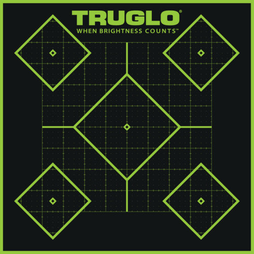 TruGlo TG14A6 Tru-See 5- Diamond Target Self-Adhesive Heavy Paper Black/Green 12"x12" 6 Pack