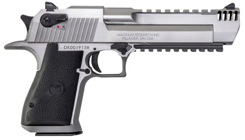 Magnum Research DE50SRMB Desert Eagle Mark XIX 50 AE 6" with Muzzle Brake 7+1 Overall Stainless Steel Black Rubber Grip