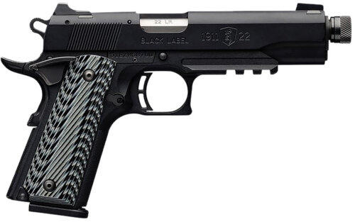 Browning 051820490 1911-22 Black Label SR Full Size 22 LR 10+1, 4.88" Stainless Steel Threaded Barrel, Matte Black Serrated Slide & Polymer Frame w/Beavertail & Picatinny Rail