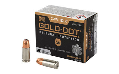 Speer Gold Dot Ammunition 9mm+P 124gr 20rds (23617GD)