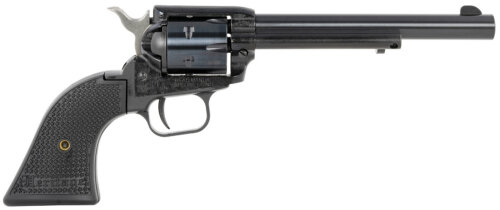 Heritage Mfg RR22MB6PG Rough Rider  22 LR/22 WMR 6 Shot, 6.50" Black Steel Barrel, Black Cerakote Zinc Alloy Frame, Black Cerakote Cylinder, Black Polymer Grip, Hammer/Thumb Safety, Exposed Hammer