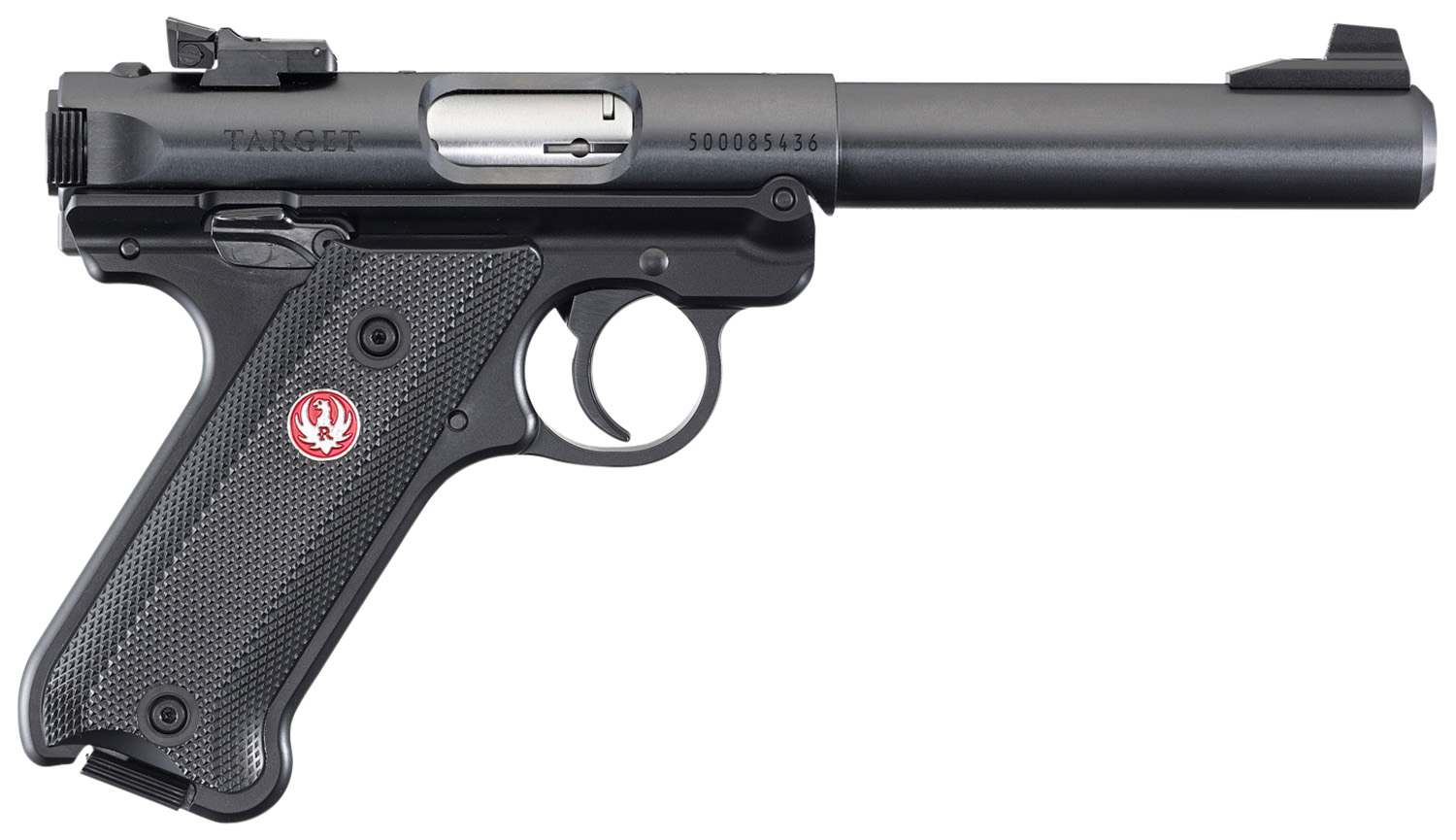 Ruger 40183 Mark IV Target *CA Compliant 22 LR 10+1 5.50" Blued Bull Barrel, Blued Aluminum Frame, Black Checkered Polymer Grip, Right Hand