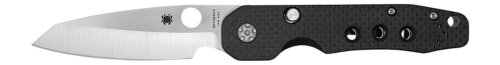 Spyderco C240CFP Smock  3.39" Folding Plain Stonewashed CPM S30V SS Blade/Black Textured Carbon Fiber/G10 Handle