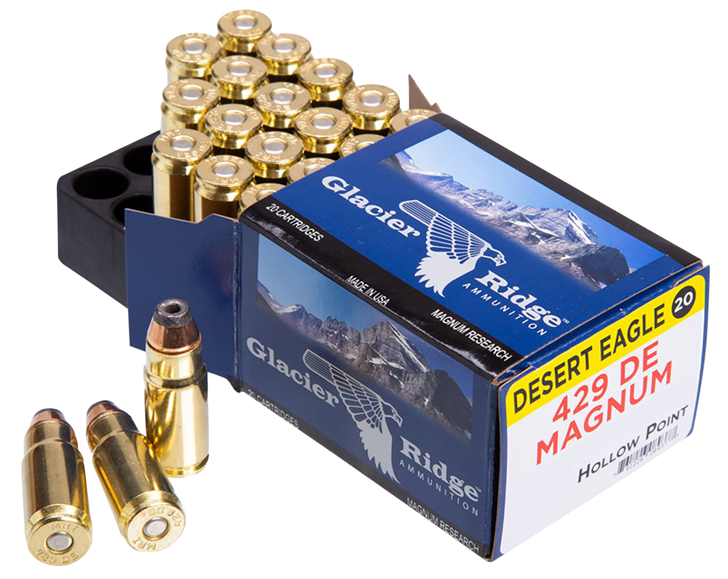 Magnum Research DEP429DE240JHP Desert Eagle 429DE 240gr Jacketed Hollow Point 20 Per Box/25 Case, Centerfire Handgun Ammo