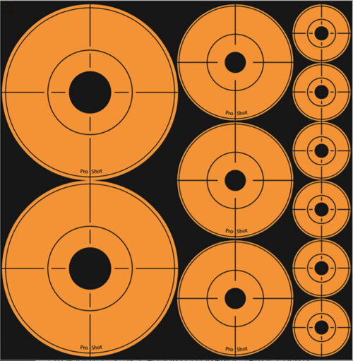 Pro-Shot ASSORTEDDOT Peel & Stick Target Dots Black/Orange 10 Pack