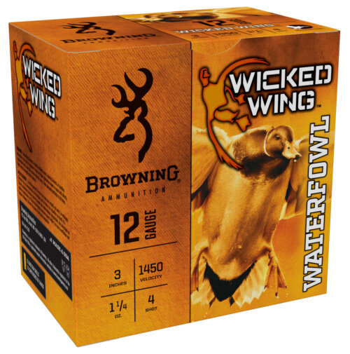 Browning Ammo B193421234 Wicked Wing  12Gauge 3" 1 1/4oz 4Shot 25 Per Box/10 Case