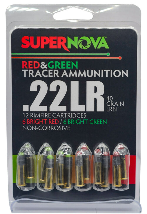 Supernova PMSN22LRMP Green/Red Tracer  22LR 40gr Lead Round Nose 12 Per Box/60 Case