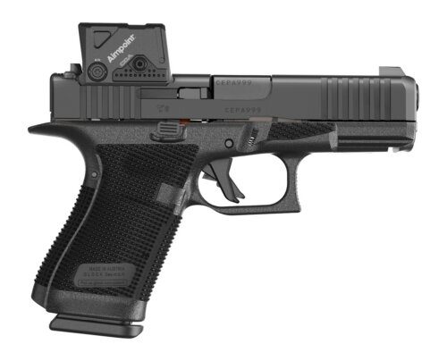 Glock P61950B03DC8A3 G19 Gen6 w/Aimpoint 9mm Luger 15+1 4.02" Black GMB Barrel, Black Steel Serrated w/Optic Slide, Black Polymer Frame w/Accessory Rail, Interchangeable Backstrap Grip, Aimpoint COA 3