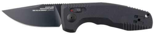 S.O.G SOG15380757 SOG-TAC Auto Compact 2.94" Folding Straight Back Plain Black TiNi Cryo D2 Steel Blade Black Micro-Textured Anodized Aluminum Handle Includes Pocket Clip