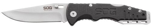 S.O.G SOGFF1001C Salute Mini 3.10" Folding Clip Point Plain Bead Blasted 8Cr13MoV SS Blade Black G10 Handle Includes Pocket Clip