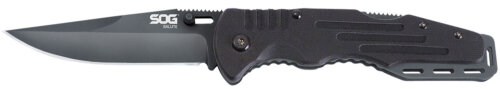 S.O.G SOG-FF11-CP Salute  3.62" Folding Clip Point Plain Black Hardcased 8Cr13MoV SS Blade Black G10 Handle Includes Belt Clip