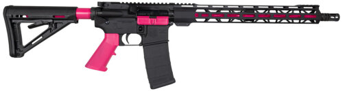 Diamondback DB175AK591 DB15 5.56x45mm NATO 16" 30+1, Black with Prison Pink Accents, Carbon Lower, 15" M-Lok Handguard, Magpul Carbine Stock, A2 Grip