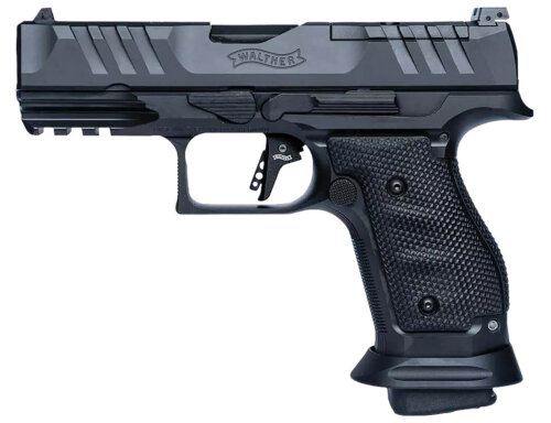 Walther Arms 2896991 PDP Pro Compact Frame 9mm Luger 18+1 4" Black Steel Barrel, Black Optic Cut/Serrated Steel Slide, Black Steel Frame w/Picatinny Rail, Textured Wraparound Grip