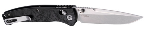 Hogue 24457 Mysto  3.40" Folding Clip Point Plain Black Stonewashed CPM MagnaCut Steel Blade, Maple Valley Richlite Black Handle
