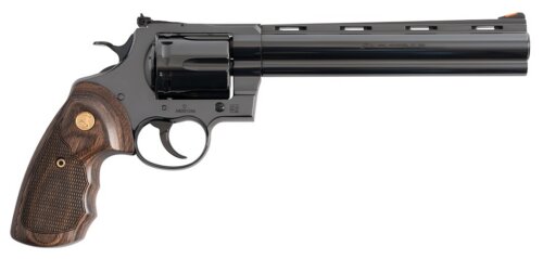 Colt Mfg ANACONDABP8WTS Anaconda  Large 44 Mag 6 Shot 8" Blued Vent Rib Barrel, Cylinder, Drilled & Tapped Steel Frame, Hogue Finger Grooved Grip, Exposed Hammer