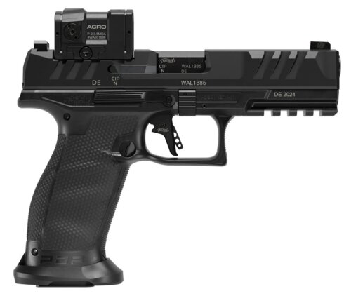 Walther Arms 2880091PRO PDP Pro ACRO Full Size 9mm Luger 10+1 4.50" Black Polygonal Rifled Barrel, Black Serrated w/Optic Slide, Black Polymer Frame w/Picatinny Rail, Textured Polymer Grip, Aimpoint A