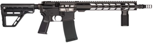 Patriot Ordnance Factory 02548 P-15 Base SMU 300 Blackout 30+1 13.75" Black Nitride Match Grade Barrel, Black Anodized Aluminum Receiver w/Picatinny Rail, M-LOK Handguard, Black Amend2 Adjustable Poly